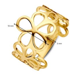 Excellent Jewelry Geelgouden Ring met Opengewerkte Bloemvormen