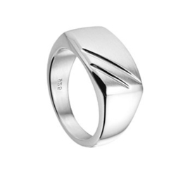 Zilveren Ring met Diagonale Lijnen / Maat 19