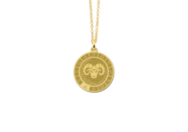 Gouden Ram Sterrenbeeld Bedel met Naam GHS085 | Names4ever