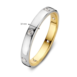 Excellent Jewelry Bicolor Ring met 0,20 crt. Briljanten