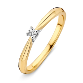 Excellent Jewelry Geelgouden Ring met 0,06crt. Diamant