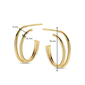 Excellent Jewelry Gouden Dubbele Oorsteker Ringen