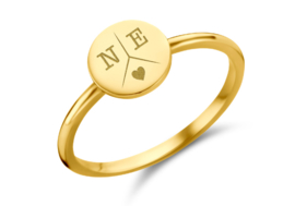 Gouden Disc Ring met Drie Initialen | Names4ever