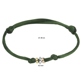 Groen Satijnen Armband met Tricolor Ringetjes
