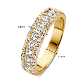 Excellent Jewelry Brede Gouden Ring met 1,19 crt. Diamanten Rij