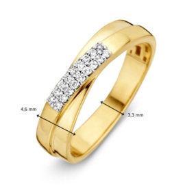Excellent Jewelry Geelgouden Ring met Dubbele Diamant Rij