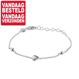 Zilveren Schakelarmband met Hartje en Bolletjes