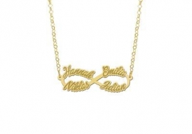 Names4ever Vier Namen Infinity Ketting van Goud