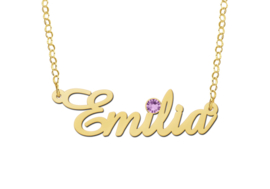 Gouden Naamketting met Geboortesteen Emilia | Names4ever