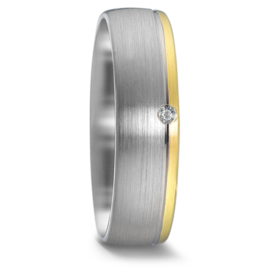 Matte Zilveren Dames Trouwring met Diamant