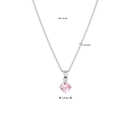 Zilveren Collier met Roze Zirkonia