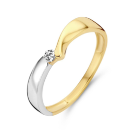 Excellent Jewelry Geelgouden met Witgouden Ring met Zirkonia