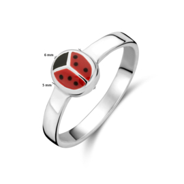 Zilveren Ring voor Kinderen met Rood Lieveheersbeestje