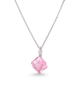 Roze Kubus Glaskristallen Ketting van Spark Jewelry