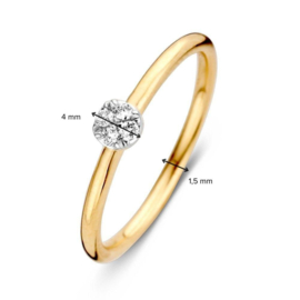Excellent Jewelry Geelgouden Bolstaande Ring met 0,06 crt. Diamant