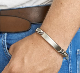 Edelstalen Graveer Armband met Gourmet Schakels