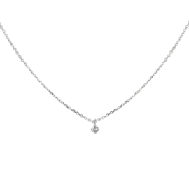 Witgouden Anker Collier met Beeldschone Diamant 0.05 ct Hanger