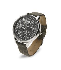 Spark Crono Horloge met Grijs Lederen Horlogeband