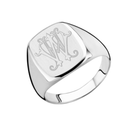 Kerst Ring | 925 Sterling Zilveren Zegelring met Monogram Gravure