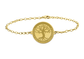 Gouden Armband met Ronde Decoratieve Levensboom Naamhanger > Names4ever