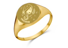 Gouden Zegelring Rond met Horoscoop en Naam | Names4ever