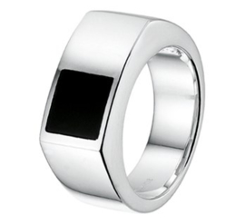 Zilveren Heren Ring met Rechthoekige Voorkant en Onyx