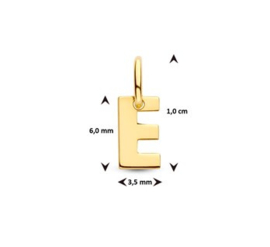 Letter E Hanger in massief 14 Karaat Goud