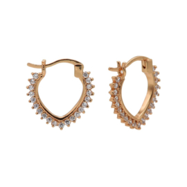 Roségoudkleurige V-Vormige Hoops oorbellen met Zirkonia’s | Karma Jewelry