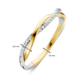 Excellent Jewelry Gedraaide Bicolor Ring met Diamanten