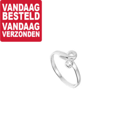 Zilveren Ring met Gekromd Uiteinde en Kleurloze Zirkonia / Maat 14,5