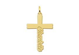 Names4ever 14K Geelgouden Kruis Hanger met Naam