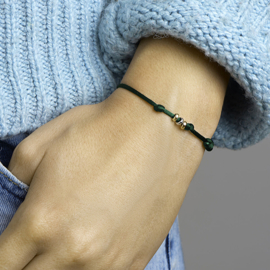 Groen Satijnen Armband met Tricolor Ringetjes