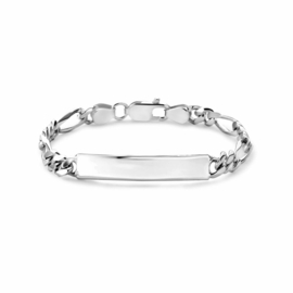 Zilveren Graveerarmband Figaro Plaat 8,0 mm Lengte 21 cm