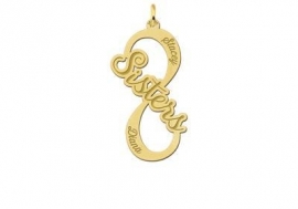 Names4ever Sisters Infinity Hanger van Goud - Graveer Sieraad