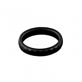 Zwarte Facetgeslepen Ring van Keramiek van MY iMenso / Maat 7,0 (54)