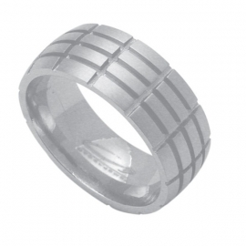 Reliëf Rechthoeken Ring van C MY STEEL - Graveer Ring