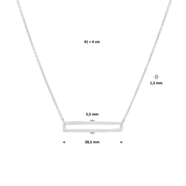 Collier van Gerhodineerd Zilver met Opengewerkte Rechthoek