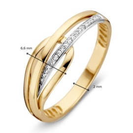 Excellent Jewelry Geelgouden Ring Lus en Diamanten Strook