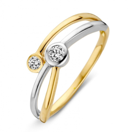 Excellent Jewelry Bicolor Ring met Twee Zirkonia’s voor Dames