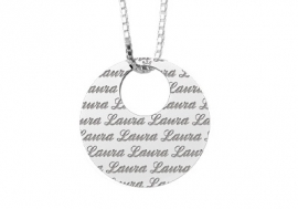 Names4ever Zilveren Rondje met Naampatroon + Ketting ZNH24