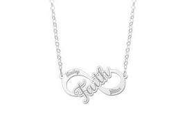 Names4ever Faith Infinity Ketting van Zilver - Graveer Sieraad