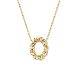 Excellent Jewelry Gouden Collier met Bloemenkrans Hanger met Diamanten