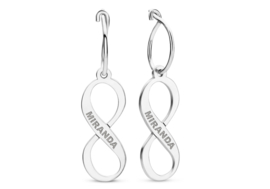 Zilveren Oorbellen met Infinity Hanger en Naam | Names4ever