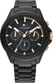 Tommy Hilfiger Zwart Heren Horloge met Roségoudkleurige Elementen