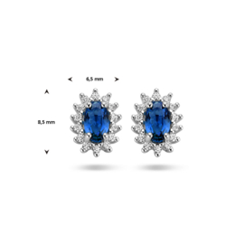 Dames Oorknoppen Zilver met synthetische Saffier met Zirkonia’s