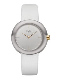 Dames Horloge met Wit Lederen Horlogeband van M&M