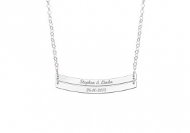 Dubbele Bar Naamketting van Zilver Names4ever ZNKB006