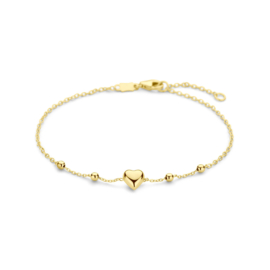 Gouden Moeder-en-Dochter Armband Kind met Hartje en Bolletjes 11-13 cm