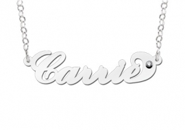 Names4ever Carrie Stijl Zilveren Naamketting + Zirkonia