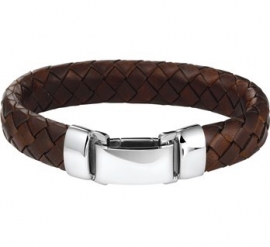 Luxueuze Gevlochten Armband van Bruin Leer